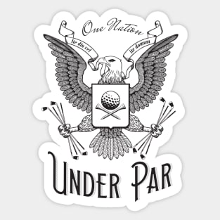 One Nation Under Par Funny Golf Pun Eagle Design Sticker